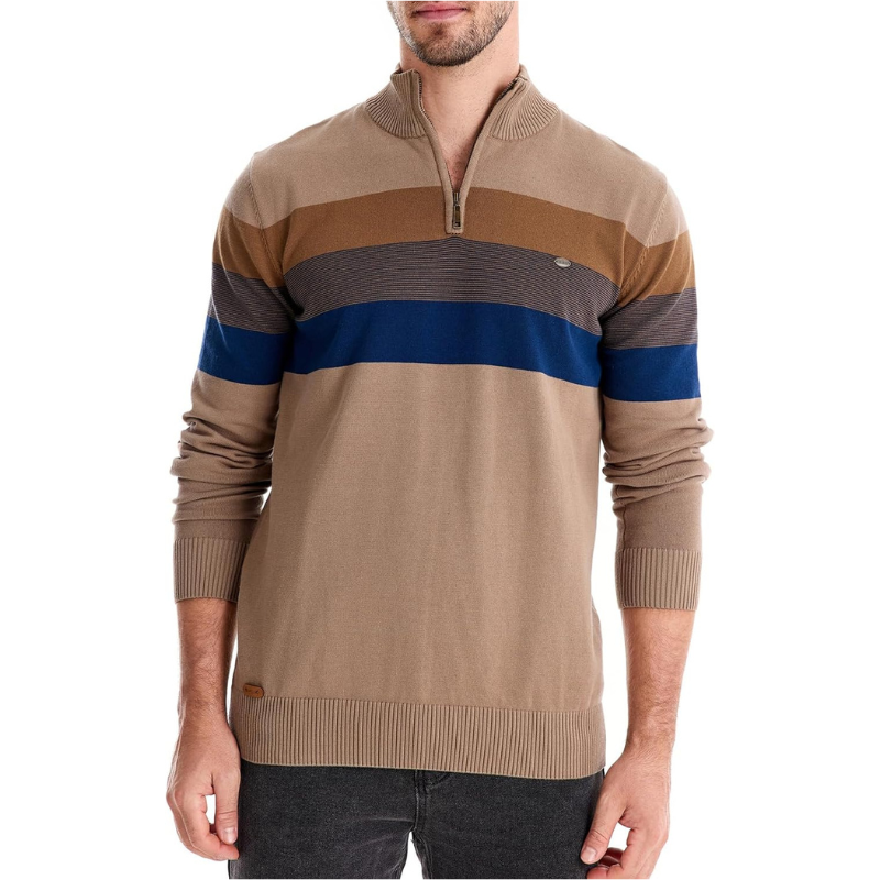 Pull zippé homme col montant confort chaud