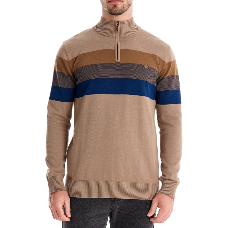 Pull zippé homme col montant confort chaud