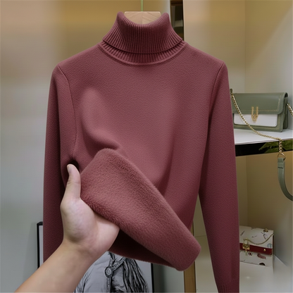 Pull col roulé femme polaire chaud manches longues