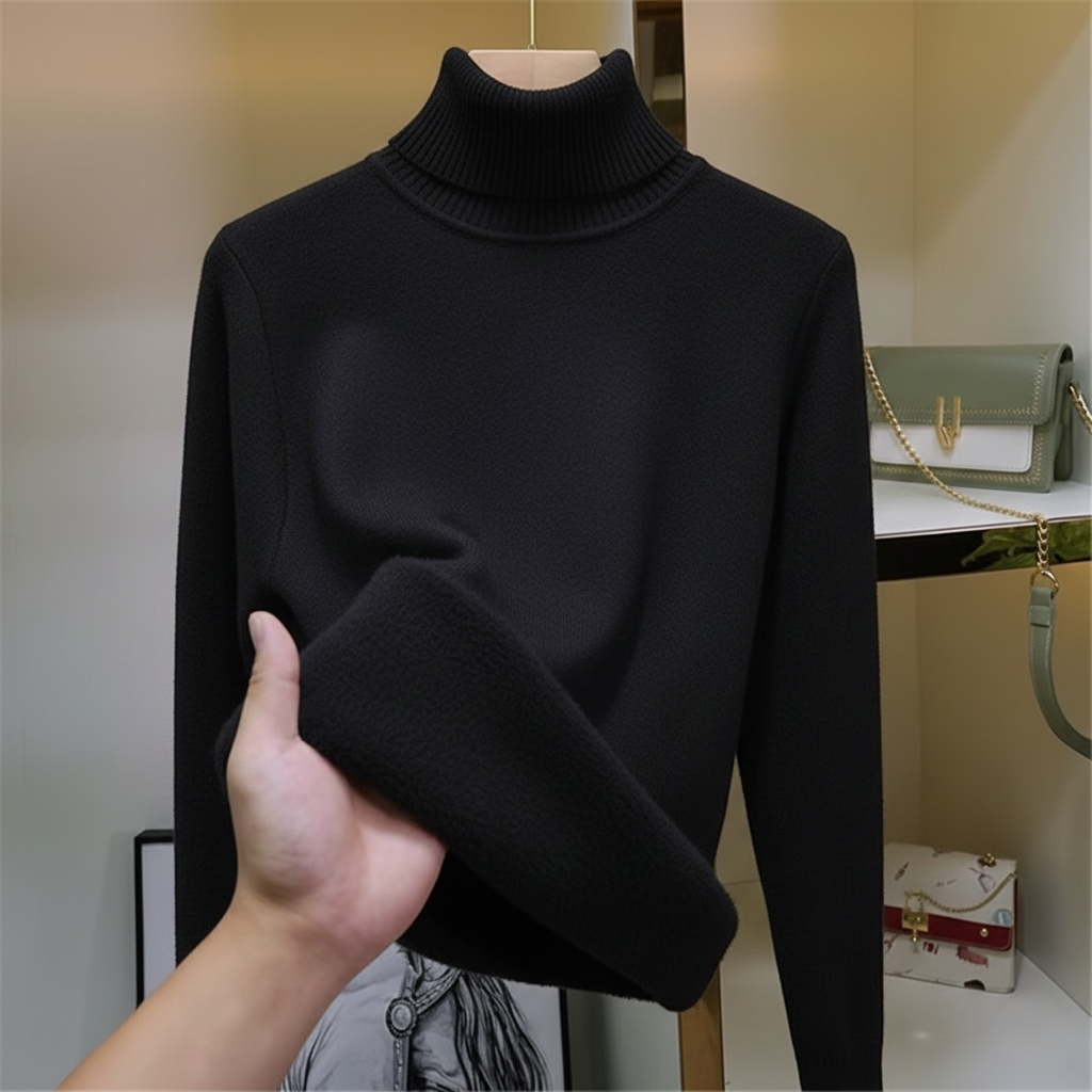 Pull col roulé femme polaire chaud manches longues