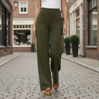 Pantalon femme taille haute élégant confort