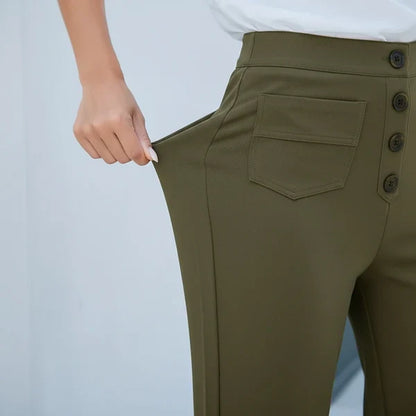 Pantalon femme taille haute élégant confort
