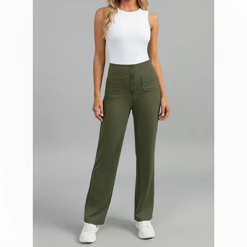 Pantalon femme taille haute élégant confort