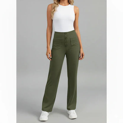 Pantalon femme taille haute élégant confort