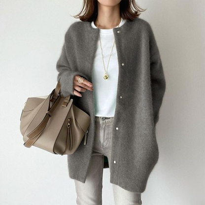 Gilet femme élégant maille tricotée coupe ajustée automne hiver