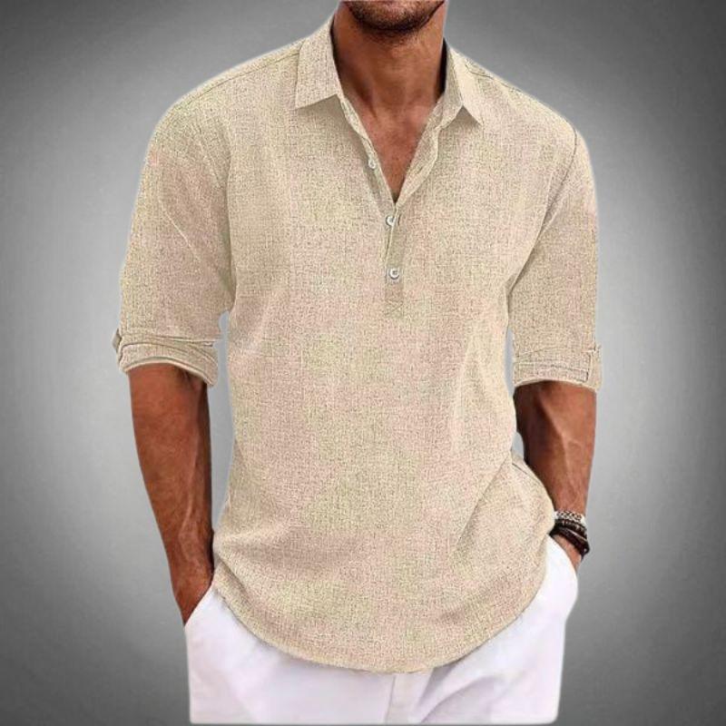 Polo homme lin respirant col boutonné coupe décontractée été S-3XL