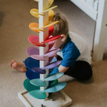 Tour sensorielle bois toboggan billes enfant éveil sonore non toxique dès 10 mois
