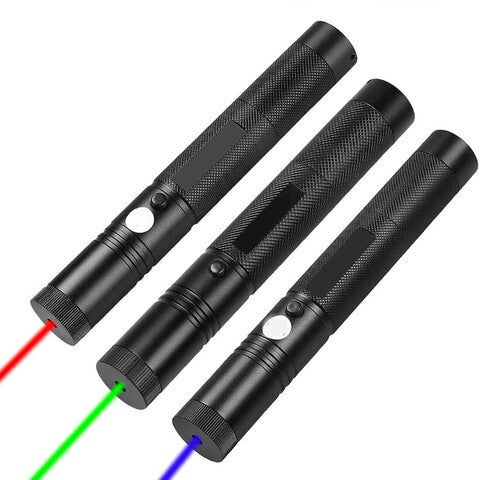 Pointeur laser rechargeable USB-C aluminium 3 couleurs verrou sécurité portée 10 000 m