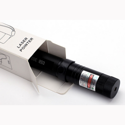 Pointeur laser rechargeable USB-C aluminium 3 couleurs verrou sécurité portée 10 000 m