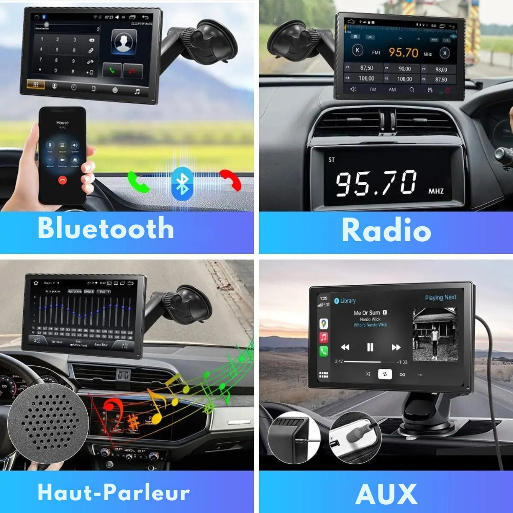 Autoradio CarPlay sans fil écran tactile IPS 9 po Bluetooth 5.0 Wi-Fi double bande Android Auto
