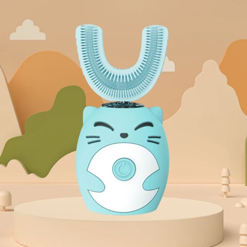 Brosse à dents électrique bébé tête en U silicone IPX7 rechargeable USB 2-14 ans