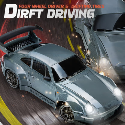 Voiture RC drift 4WD télécommandée 2,4GHz LED 1:24 batterie lithium USB 8 ans et plus