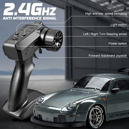Voiture RC drift 4WD télécommandée 2,4GHz LED 1:24 batterie lithium USB 8 ans et plus