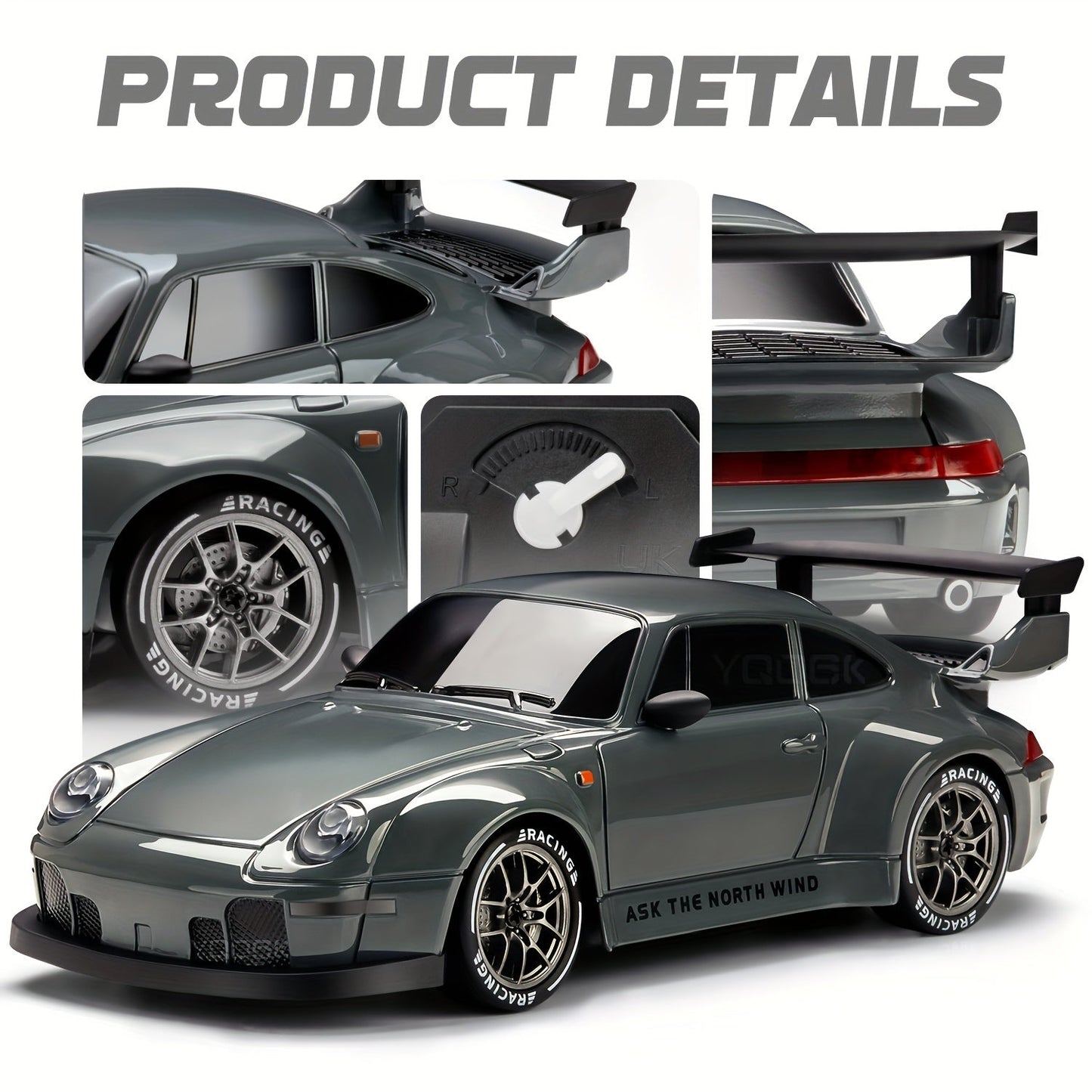 Voiture RC drift 4WD télécommandée 2,4GHz LED 1:24 batterie lithium USB 8 ans et plus