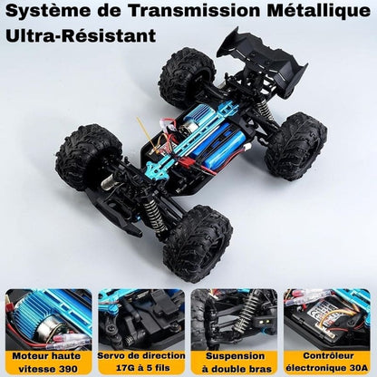Voiture télécommandée 4x4 buggy tout-terrain 50 km/h 2,4 GHz rechargeable 8 ans
