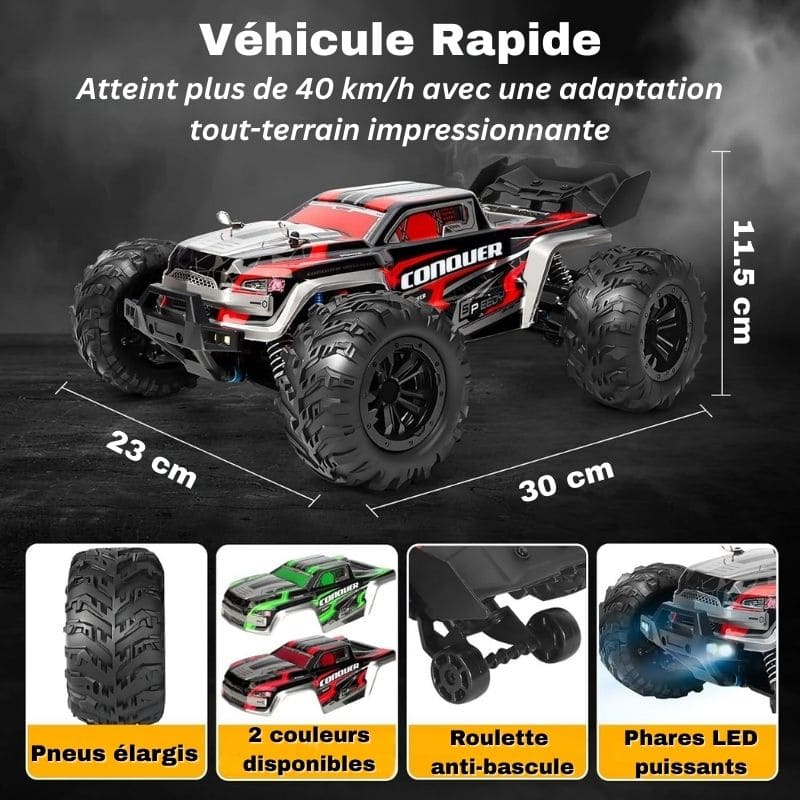 Voiture télécommandée 4x4 buggy tout-terrain 50 km/h 2,4 GHz rechargeable 8 ans