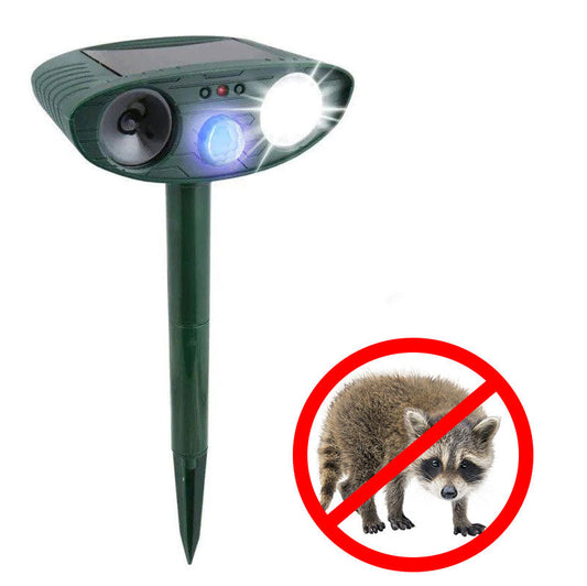 Répulsif solaire ultrasonique extérieur capteur PIR 9 m 110° étanche rongeurs jardin terrasse