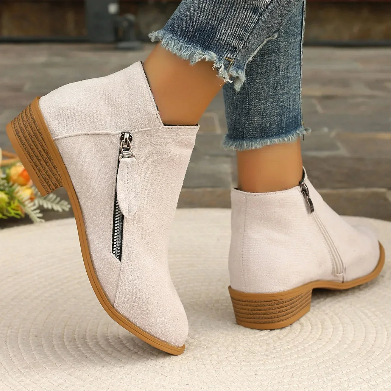 Bottines courtes femme suède semelle EVA caoutchouc antidérapant