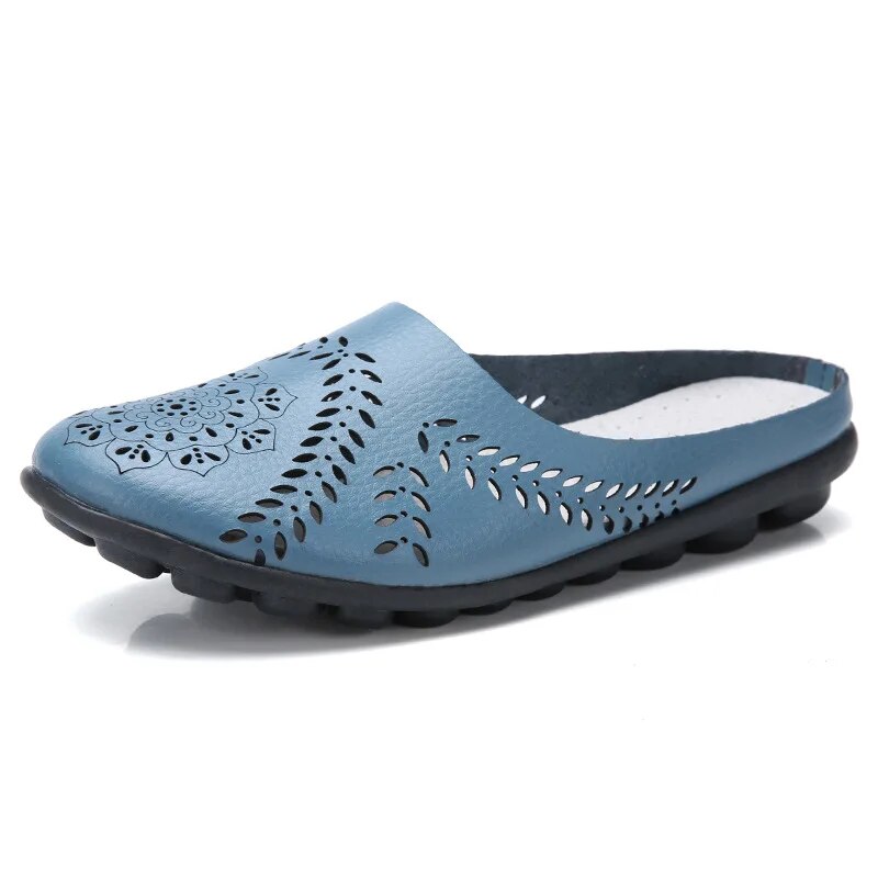 Ballerine femme cuir slip-on semelle caoutchouc antidérapante légère
