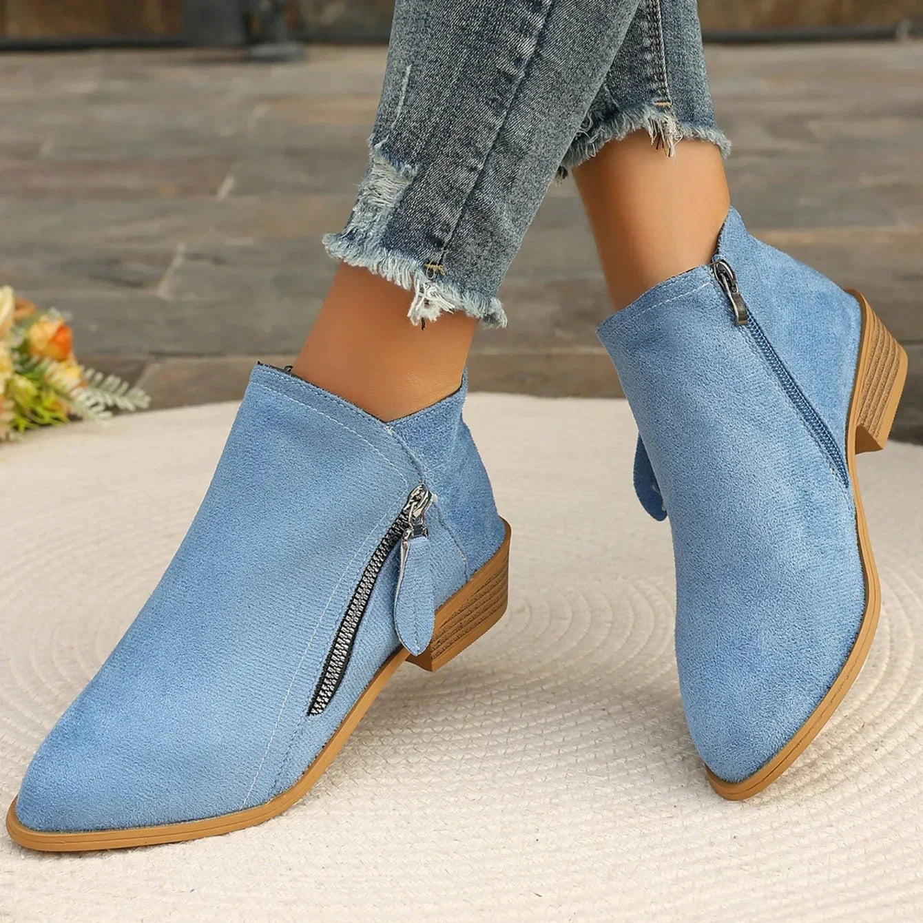 Bottines courtes femme suède semelle EVA caoutchouc antidérapant