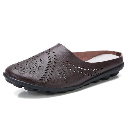 Ballerine femme cuir slip-on semelle caoutchouc antidérapante légère