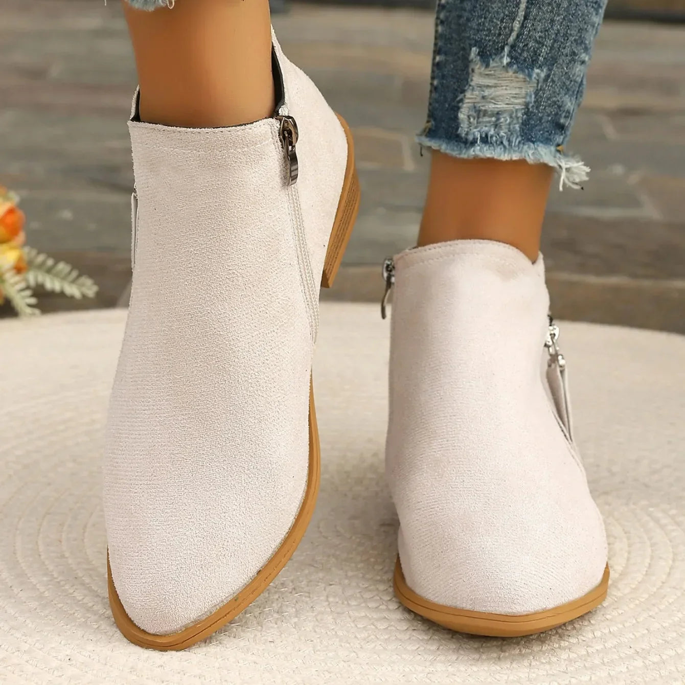 Bottines courtes femme suède semelle EVA caoutchouc antidérapant