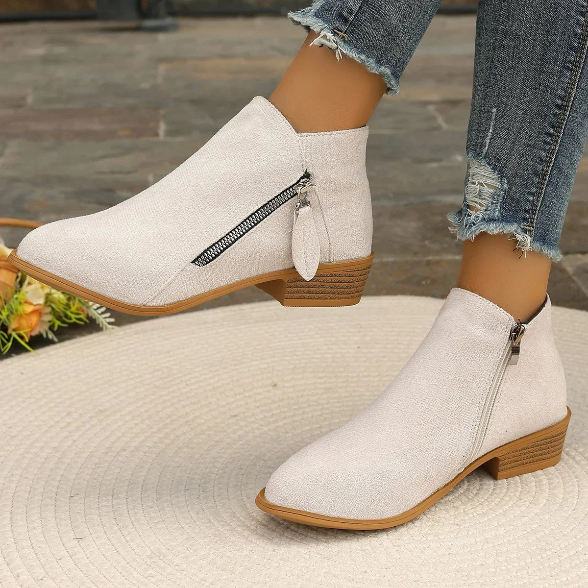 Bottines courtes femme suède semelle EVA caoutchouc antidérapant