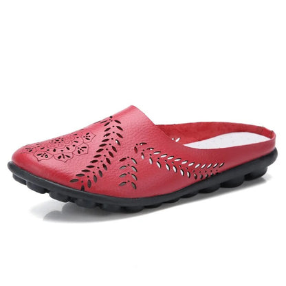 Ballerine femme cuir slip-on semelle caoutchouc antidérapante légère