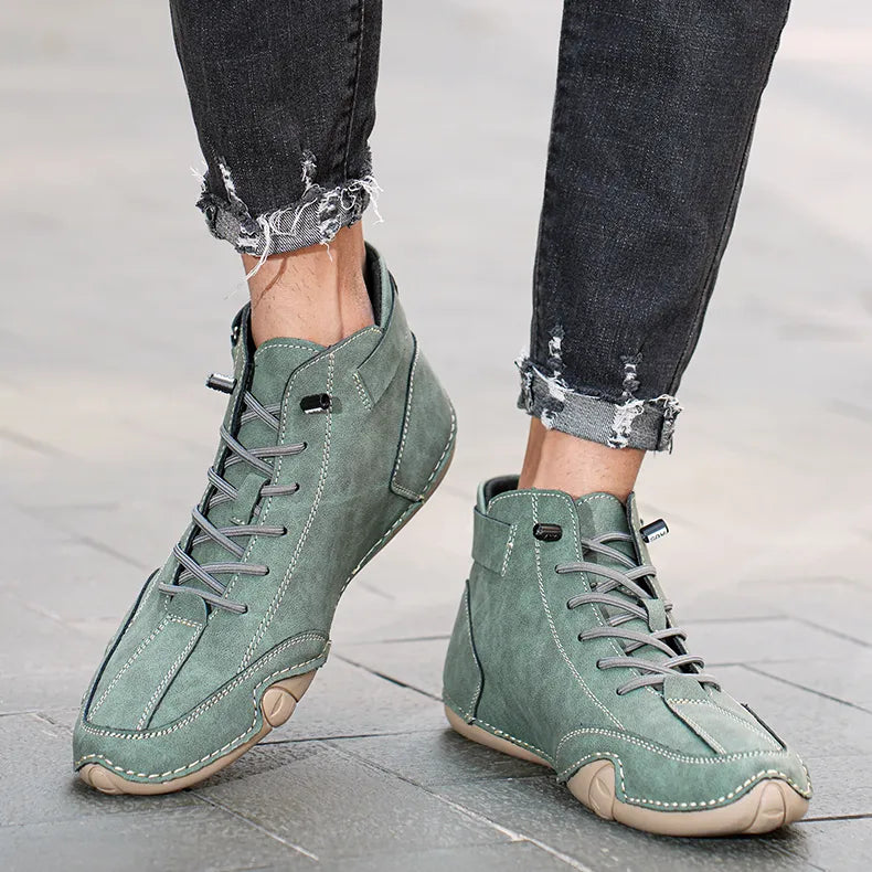 Bottes homme mi-montantes cuir synthétique semelle EVA caoutchouc