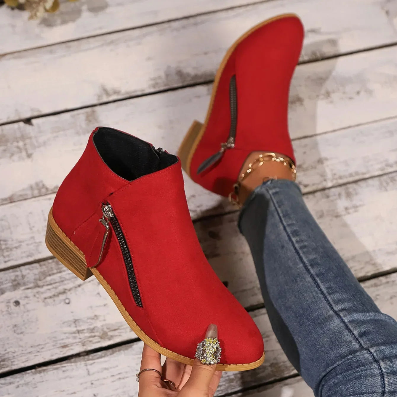 Bottines courtes femme suède semelle EVA caoutchouc antidérapant
