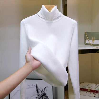 Pull col roulé femme polaire chaud manches longues
