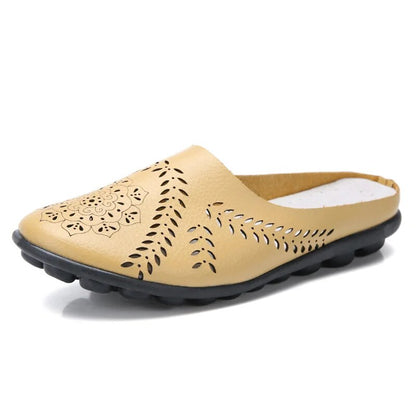 Ballerine femme cuir slip-on semelle caoutchouc antidérapante légère