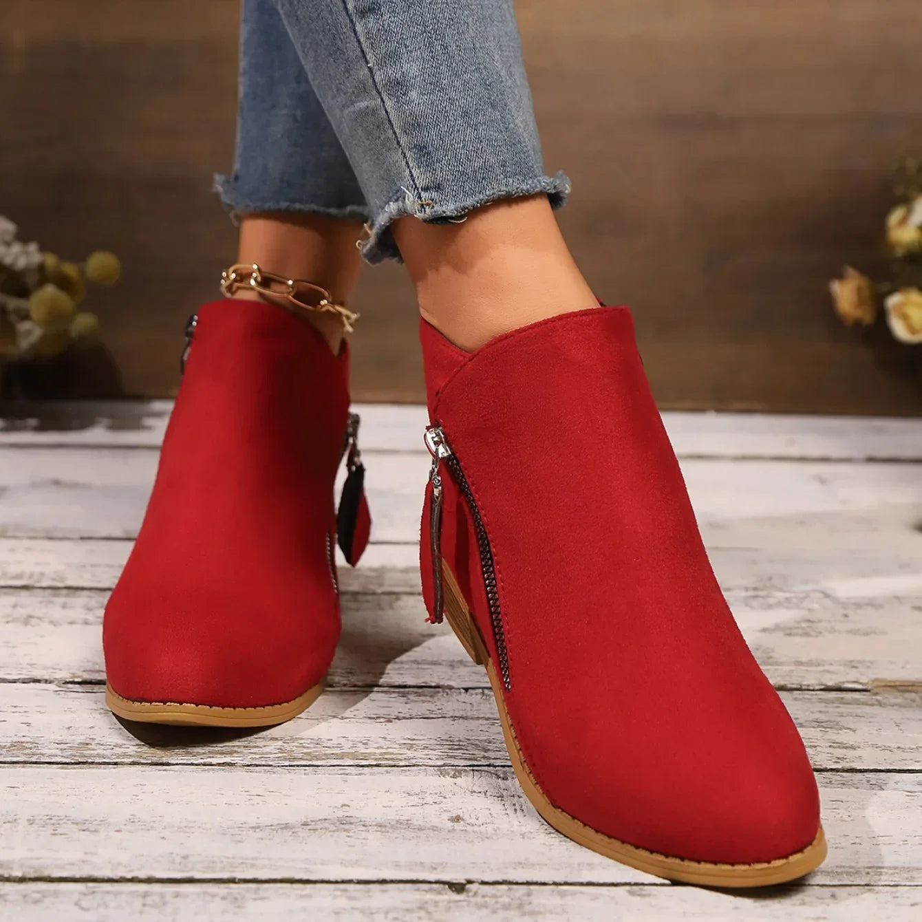Bottines courtes femme suède semelle EVA caoutchouc antidérapant