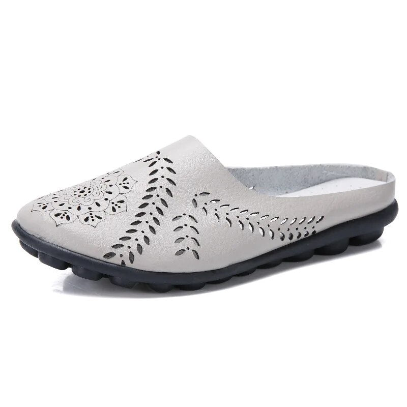 Ballerine femme cuir slip-on semelle caoutchouc antidérapante légère