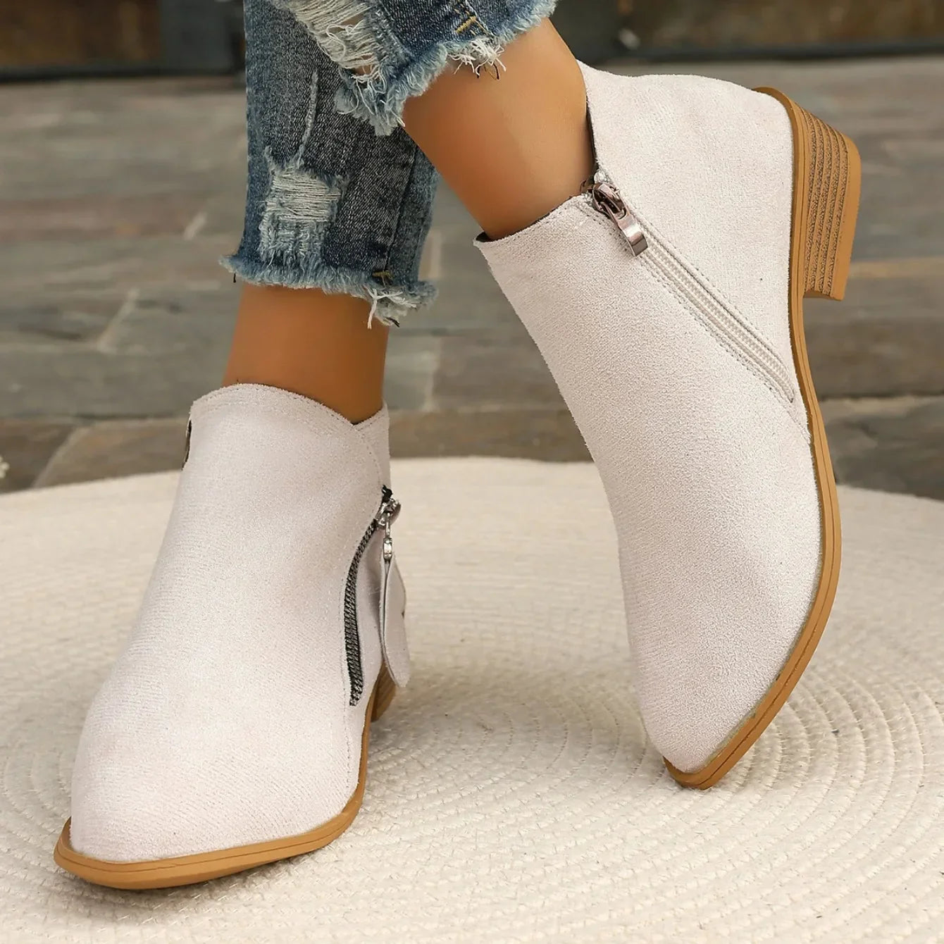 Bottines courtes femme suède semelle EVA caoutchouc antidérapant