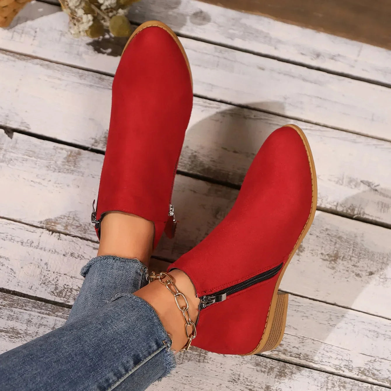 Bottines courtes femme suède semelle EVA caoutchouc antidérapant