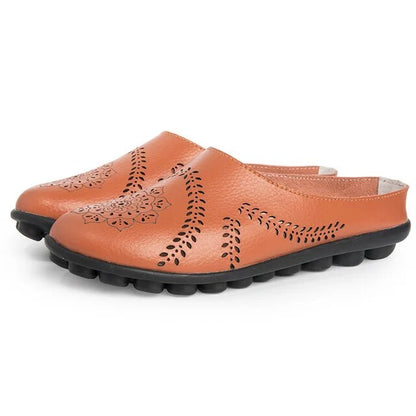 Ballerine femme cuir slip-on semelle caoutchouc antidérapante légère