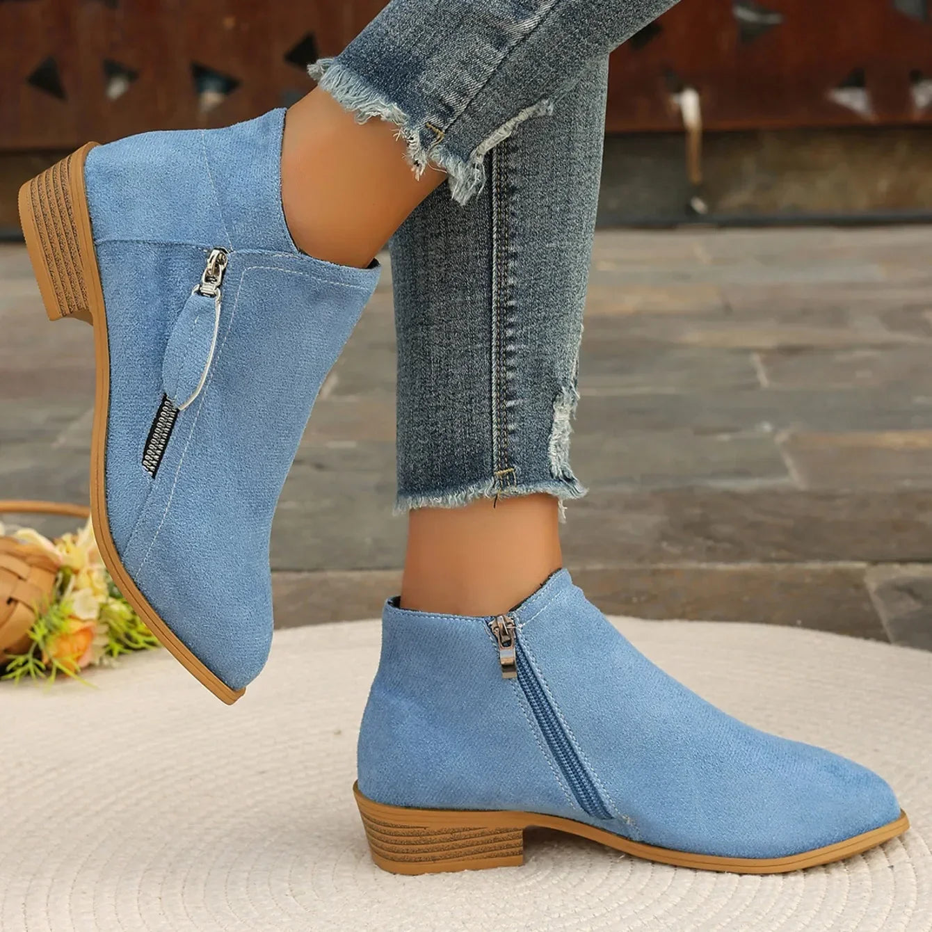 Bottines courtes femme suède semelle EVA caoutchouc antidérapant