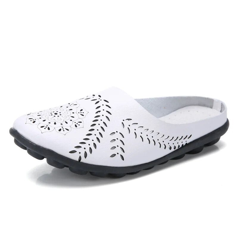 Ballerine femme cuir slip-on semelle caoutchouc antidérapante légère