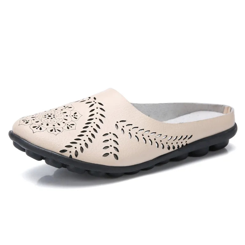 Ballerine femme cuir slip-on semelle caoutchouc antidérapante légère
