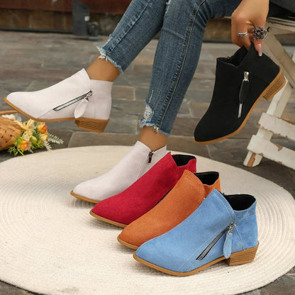 Bottines courtes femme suède semelle EVA caoutchouc antidérapant