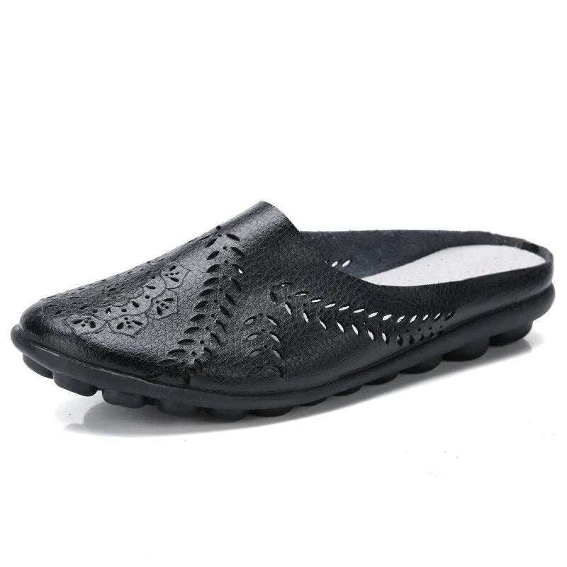 Ballerine femme cuir slip-on semelle caoutchouc antidérapante légère