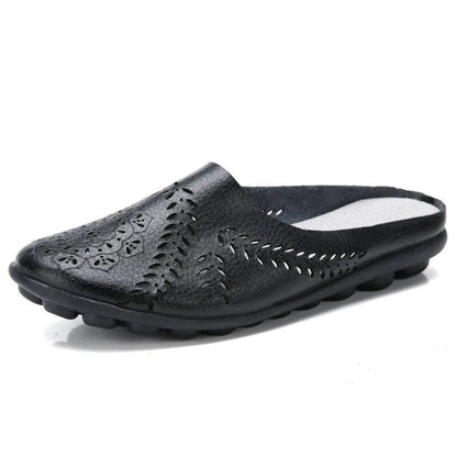 Ballerine femme cuir slip-on semelle caoutchouc antidérapante légère
