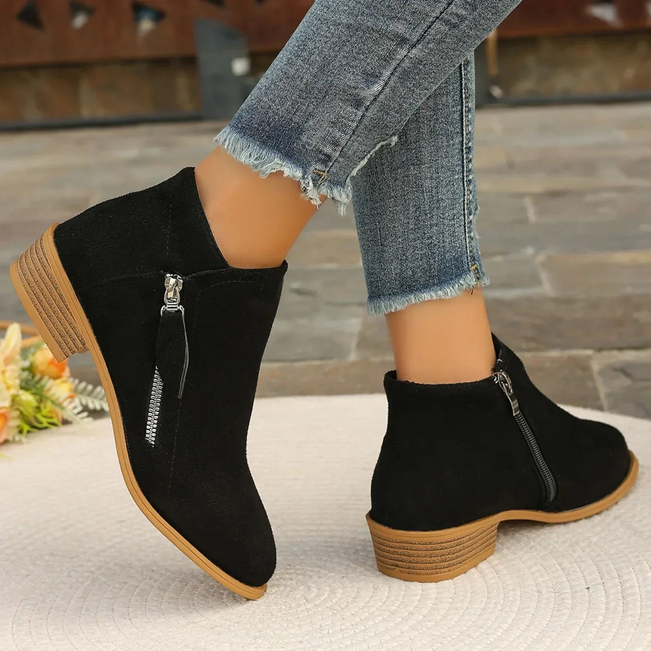 Bottines courtes femme suède semelle EVA caoutchouc antidérapant