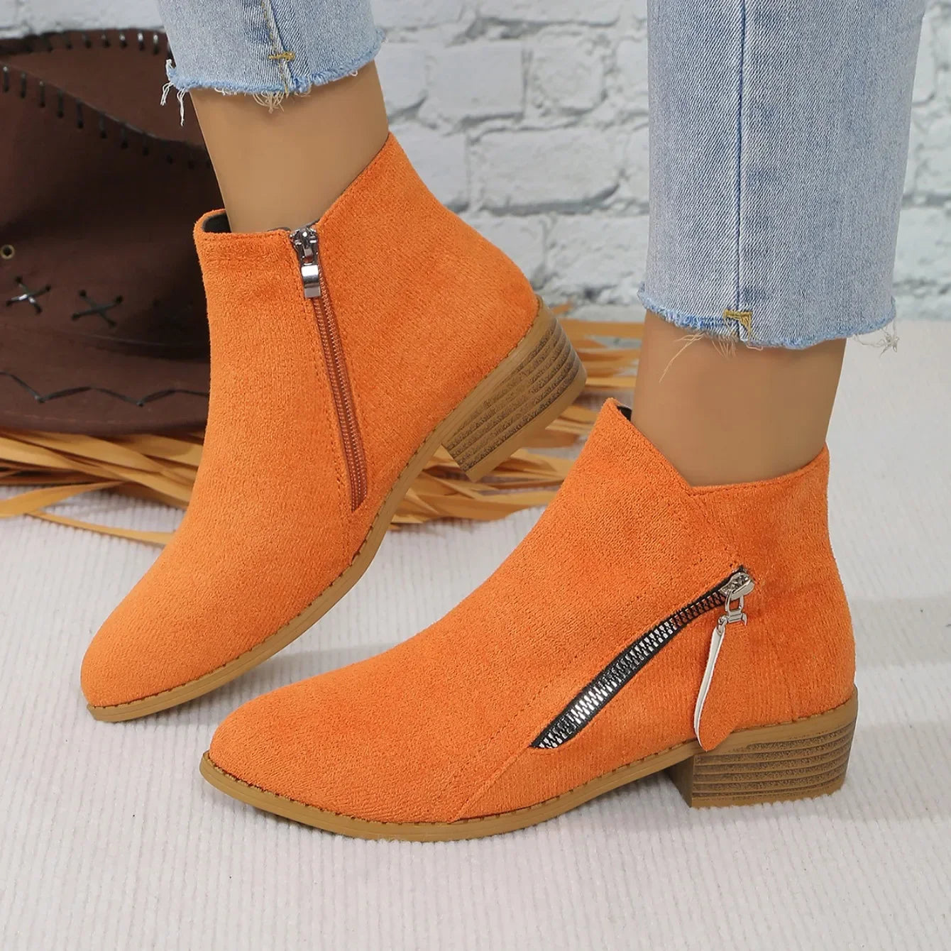 Bottines courtes femme suède semelle EVA caoutchouc antidérapant