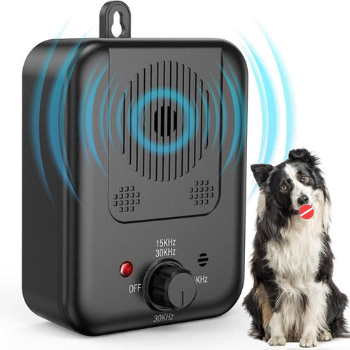 Répulsif ultrasonique anti-aboiements chien microphone 3 modes IPX4 batterie 1500 mAh USB 30 jours
