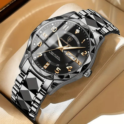 Montre sport homme titane double affichage étanche 50 m chronographe aiguilles lumineuses