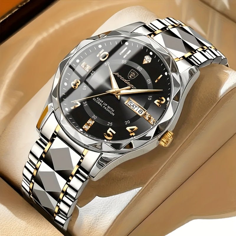 Montre sport homme titane double affichage étanche 50 m chronographe aiguilles lumineuses