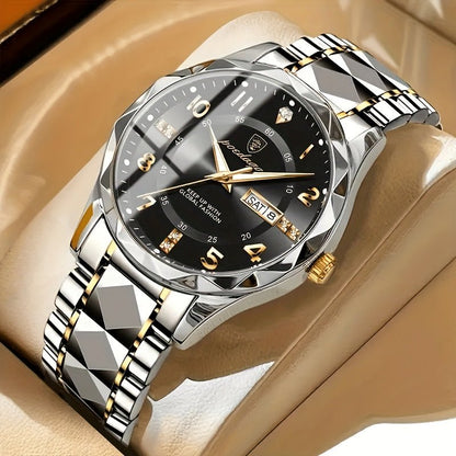 Montre sport homme titane double affichage étanche 50 m chronographe aiguilles lumineuses