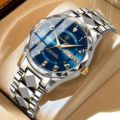 Montre sport homme titane double affichage étanche 50 m chronographe aiguilles lumineuses